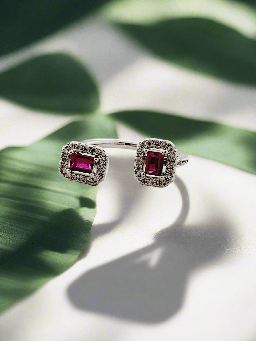 Crystal Two-Stone Open Ring