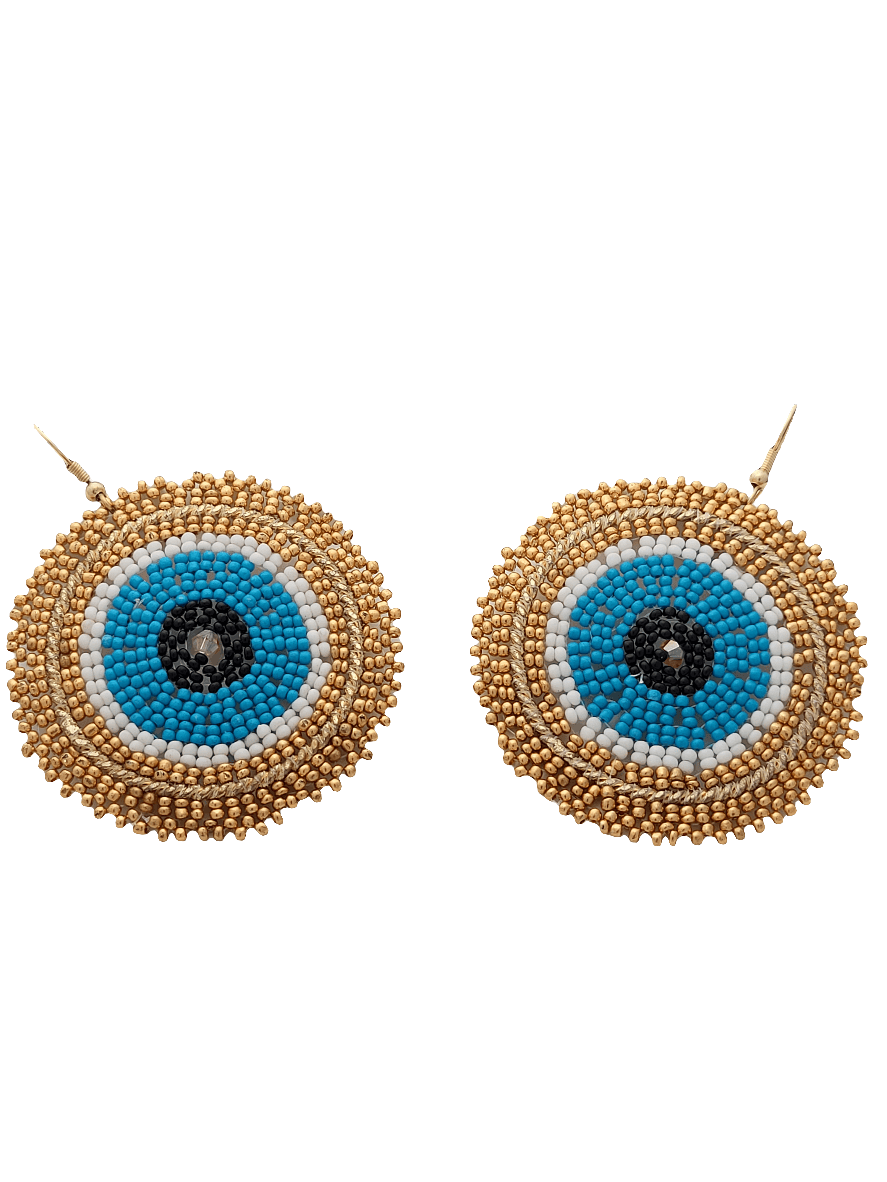 Evil Eye Beaded Circle Earrings - Mirae