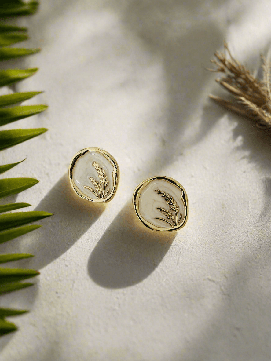 Gold and Enamel Stud Earrings - Mirae