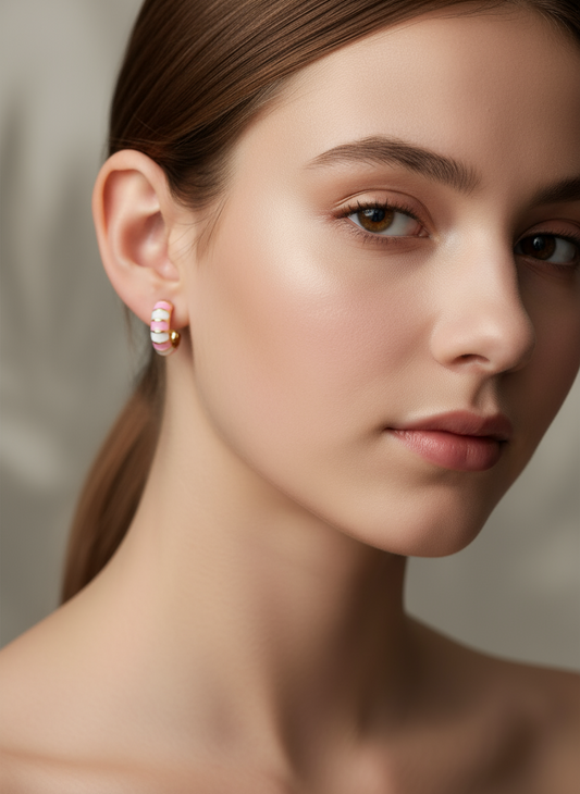 Color block enamel studs