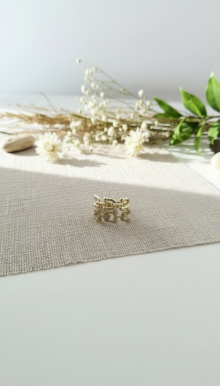 Sparkling Abstract Vine Cuff Ring