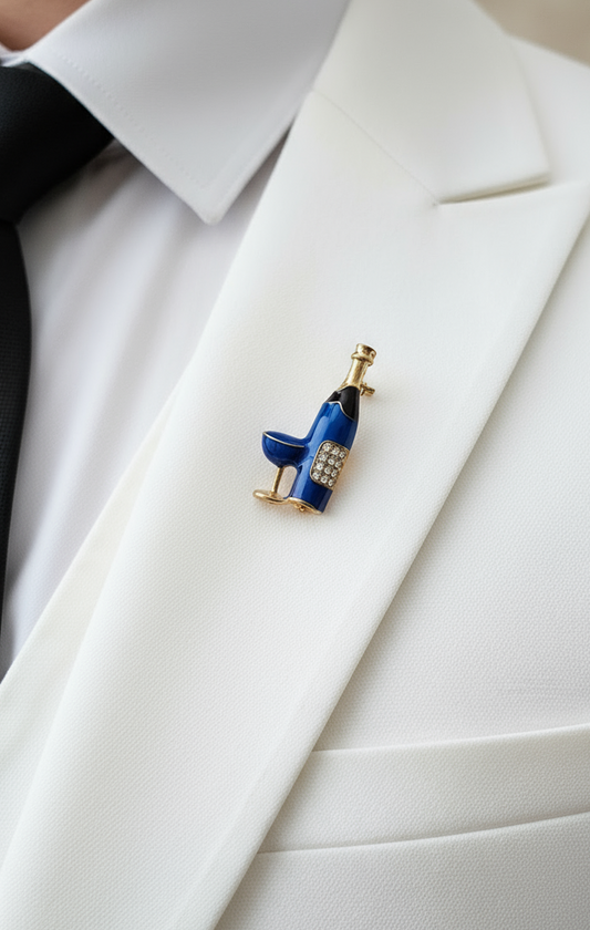 Chic Blue Enamel Cocktail Pin