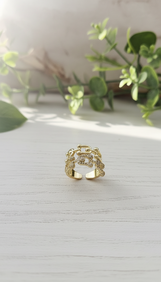 Sparkling Abstract Vine Cuff Ring