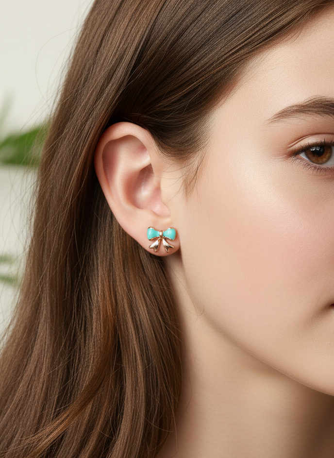 Delicate Enamelled Mini Bow studs