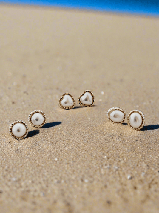 Timeless elegance: Classic pestle stud earrings with decorative bezels - Mirae 