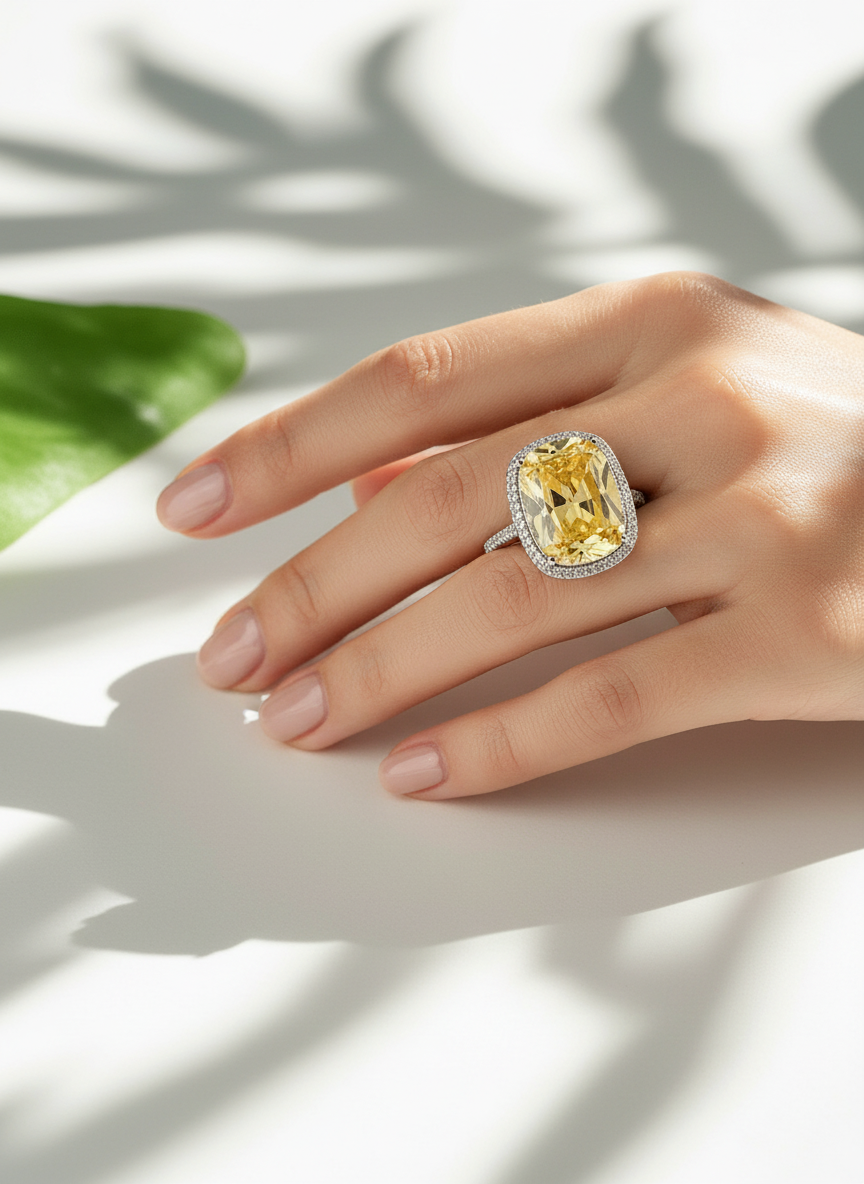 Gemstone Halo Ring