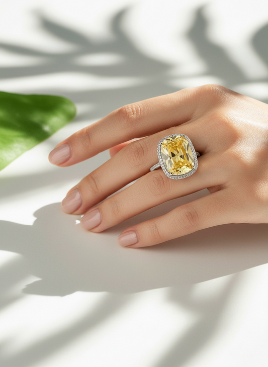 Gemstone Halo Ring