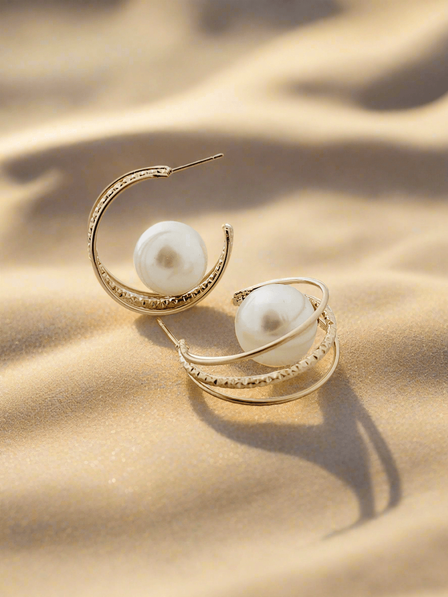 Modern Pearl & Layered Hoop Earrings - Mirae 