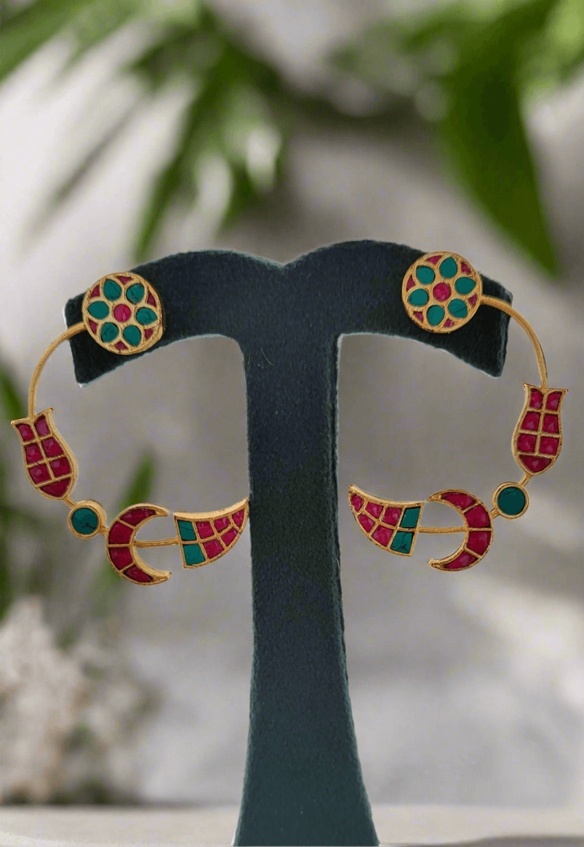 Polki-Style Crescent Earrings - Mirae 