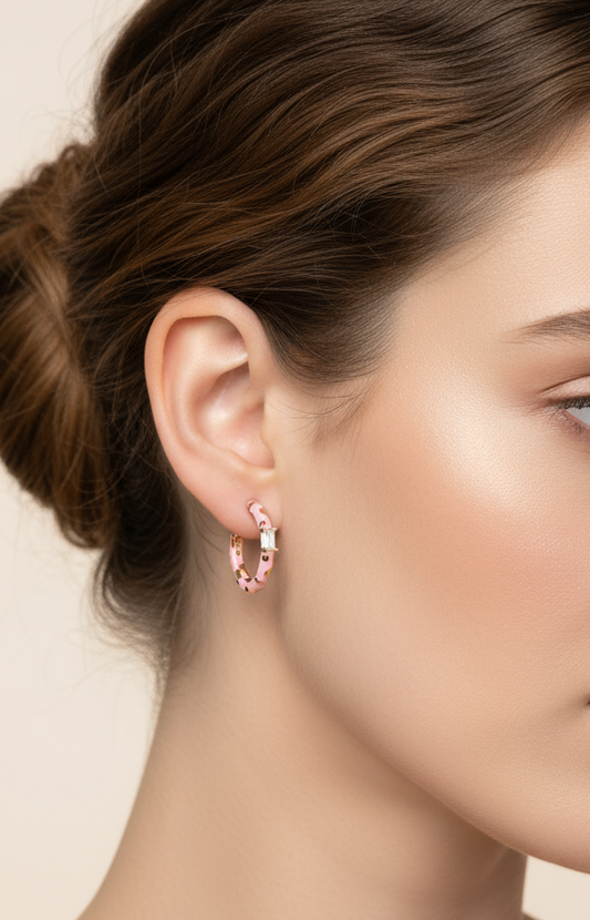 Enamel Embellished Hoop Earrings