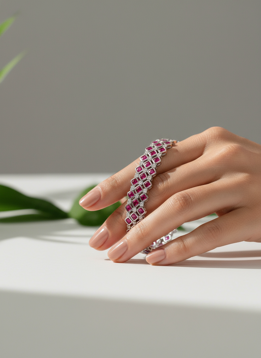 Diamond & Color stone link Bracelet