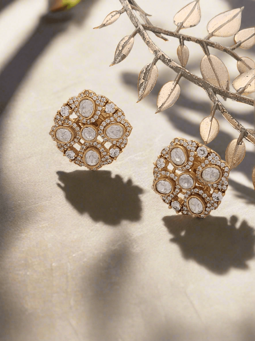 REGAL VICTORIAN STYLE STUDS WITH KUNDAN & DIAMONDS - Mirae 