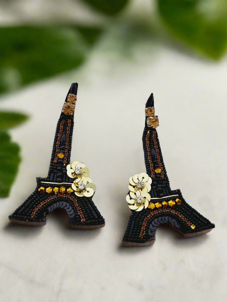 Eiffel Tower Beaded and Embellished Earrings