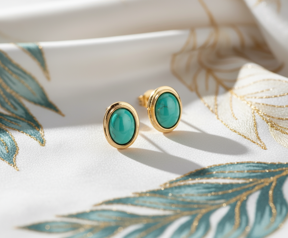 Classic Pearl stud earrings with bezel setting