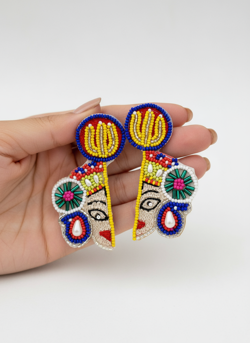 Half Durga ji face earrings