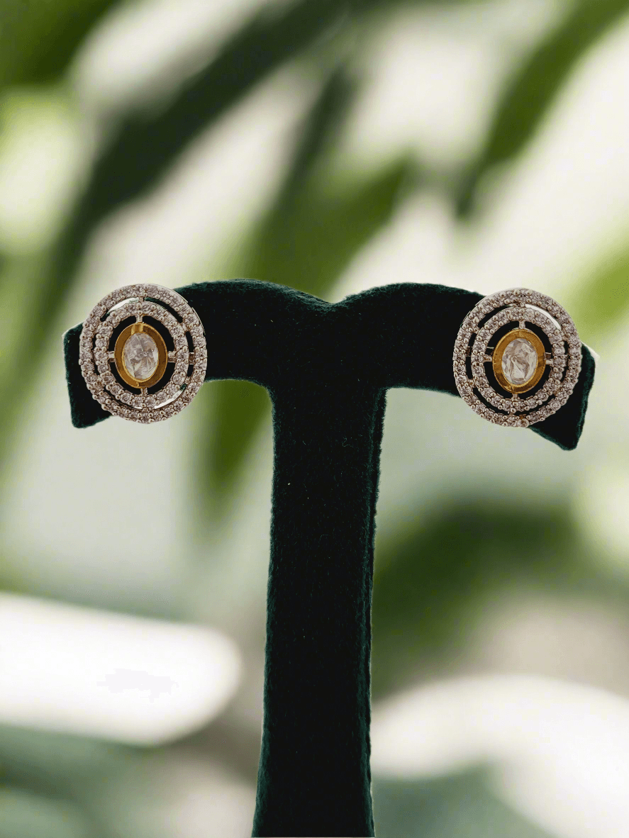 Elegant Kundan & Diamond Earrings - Mirae 