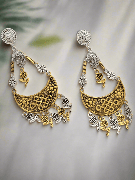 Oxidized Chandballa style earrings - Mirae 