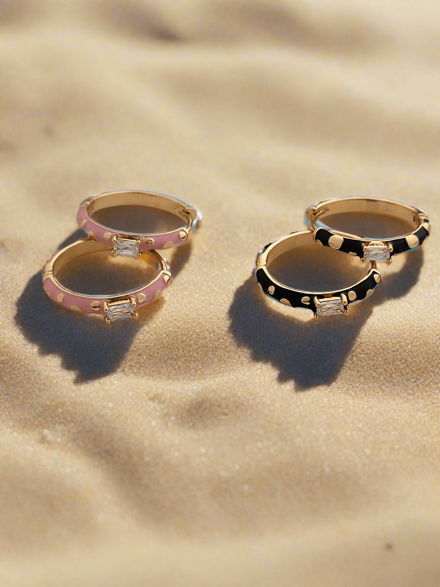 Enamel Embellished Hoop Earrings - Mirae 