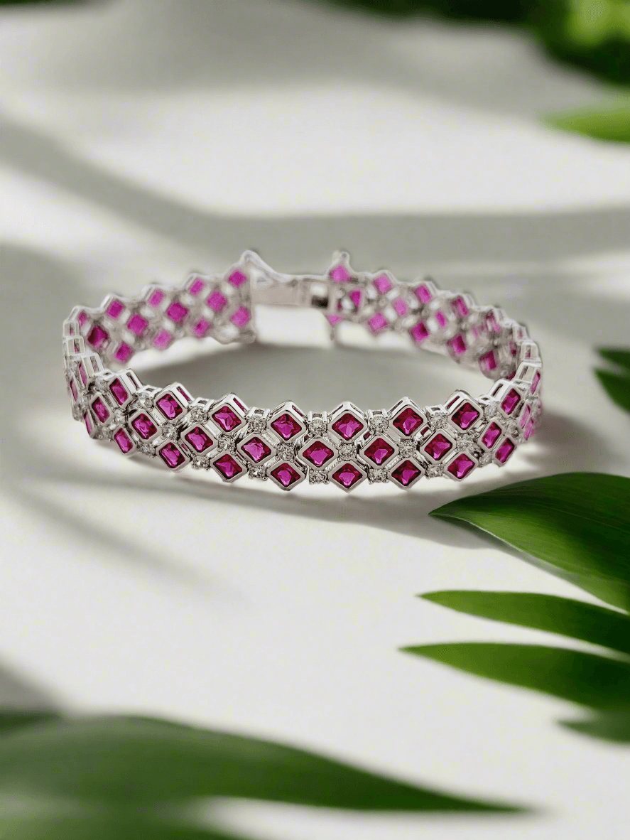 Diamond & Color stone link Bracelet - Mirae 