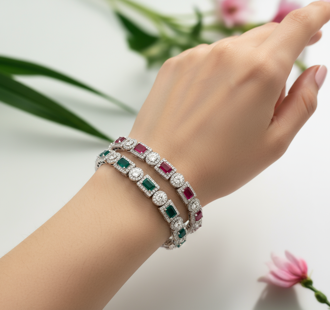 Celeste gemstone tennis Bracelet