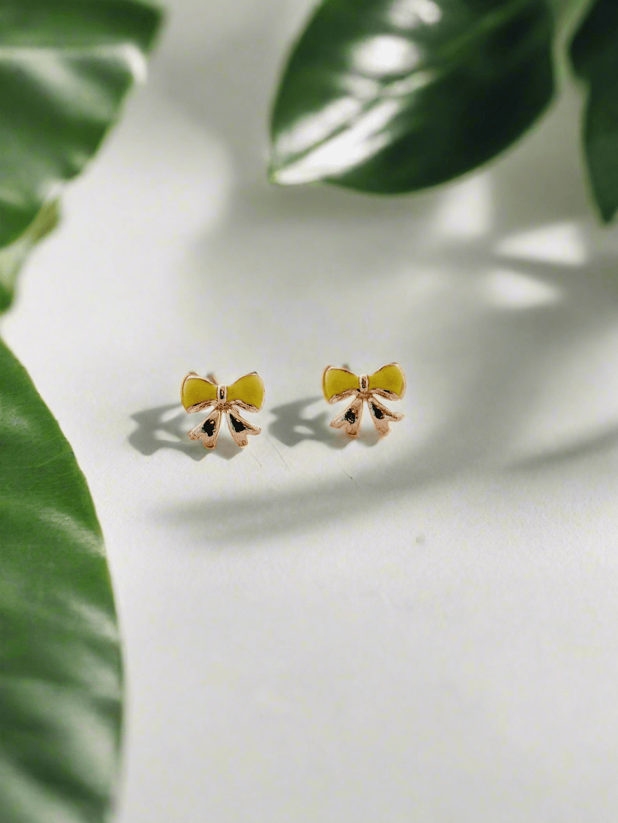 Delicate Enamelled Mini Bow studs - Mirae 