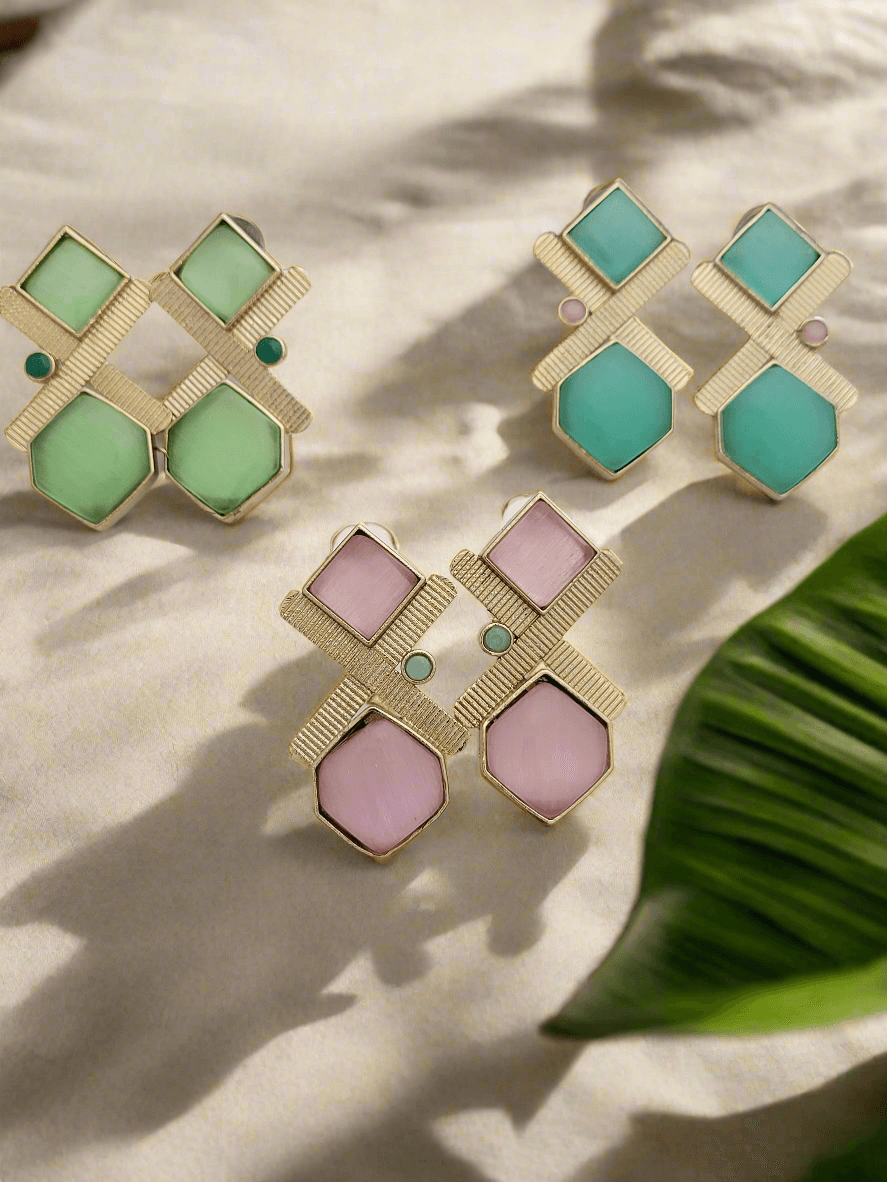 Geometric stone earrings - Mirae 