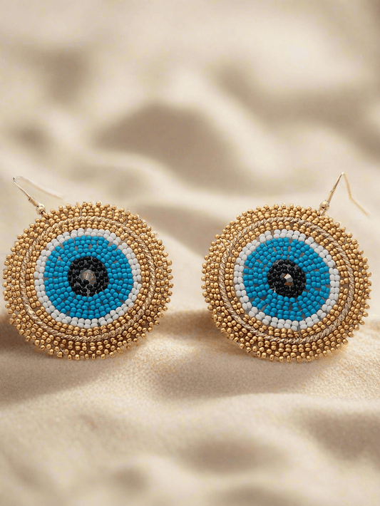 Evil Eye Beaded Circle Earrings - Mirae 
