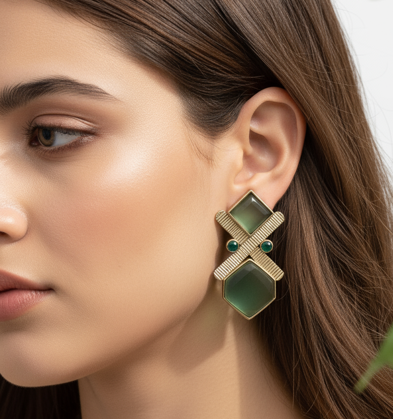 Geometric stone earrings
