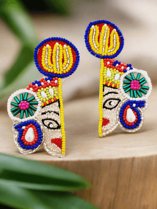 Half Durga ji face earrings - Mirae 