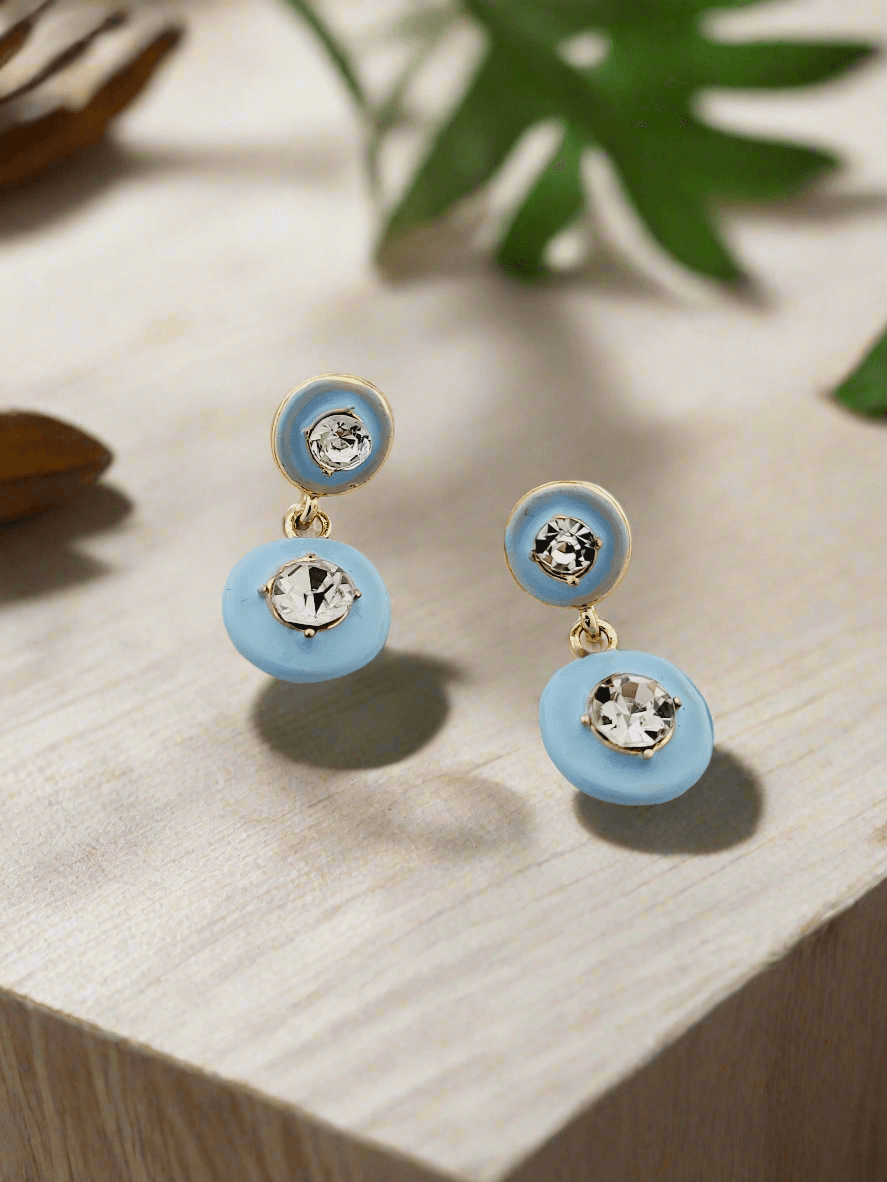 Enamel & Crystal Drop Earrings - Mirae 