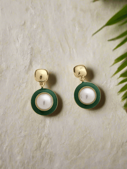 Enameled pearl drop earrings - Mirae 