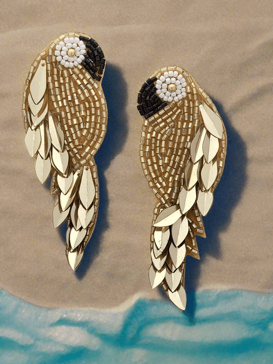 Parrot Design Beaded and Sequined Earrings - Mirae 