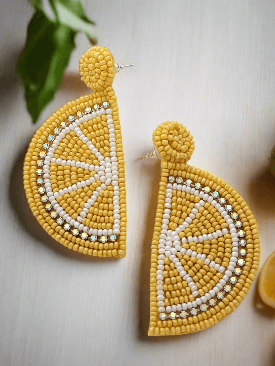 Slice Beaded Dangle Earrings - Mirae 