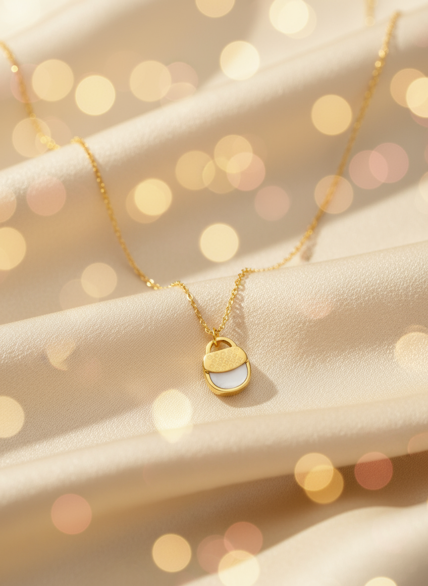 Minimalist white Stone  charm pendant