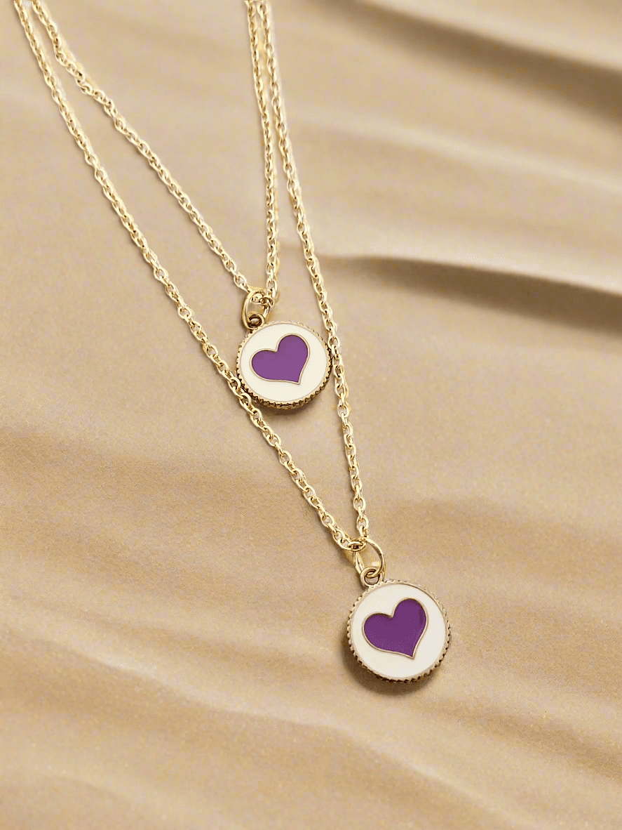 Double layered Heart charm necklace - Mirae 
