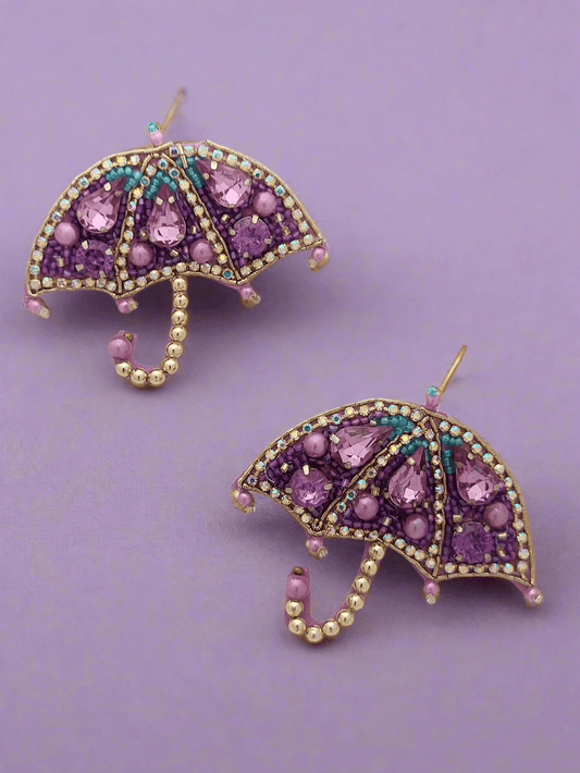 Umbrella Beaded and Embellished Earrings - Mirae 