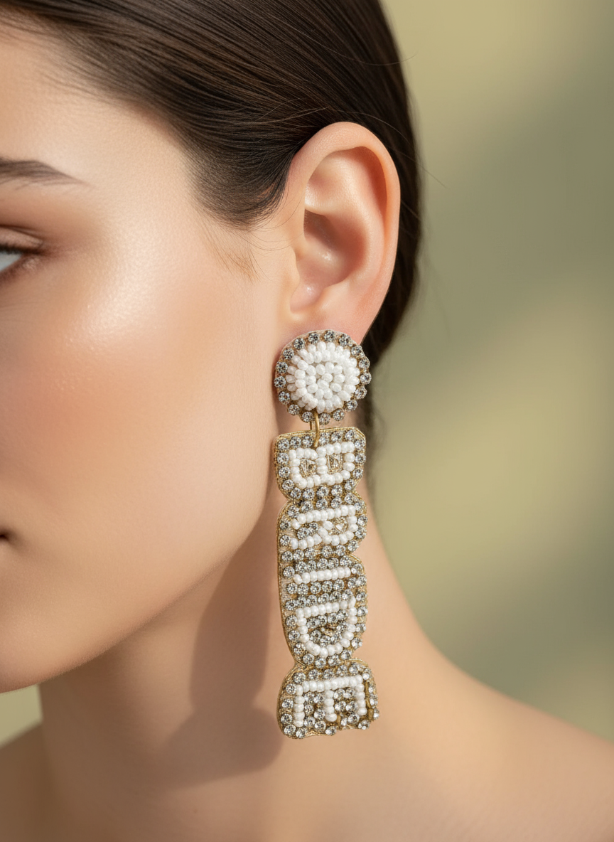 "Bride" Beaded Drop Earrings