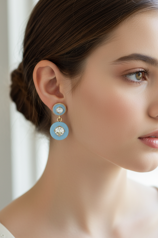 Enamel & Crystal Drop Earrings