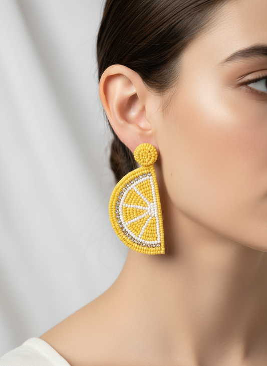 Slice Beaded Dangle Earrings