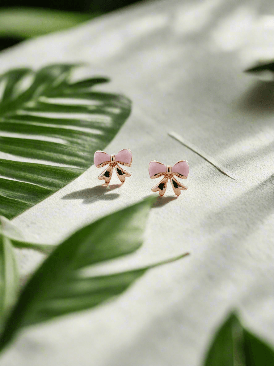 Delicate Enamelled Mini Bow studs - Mirae 