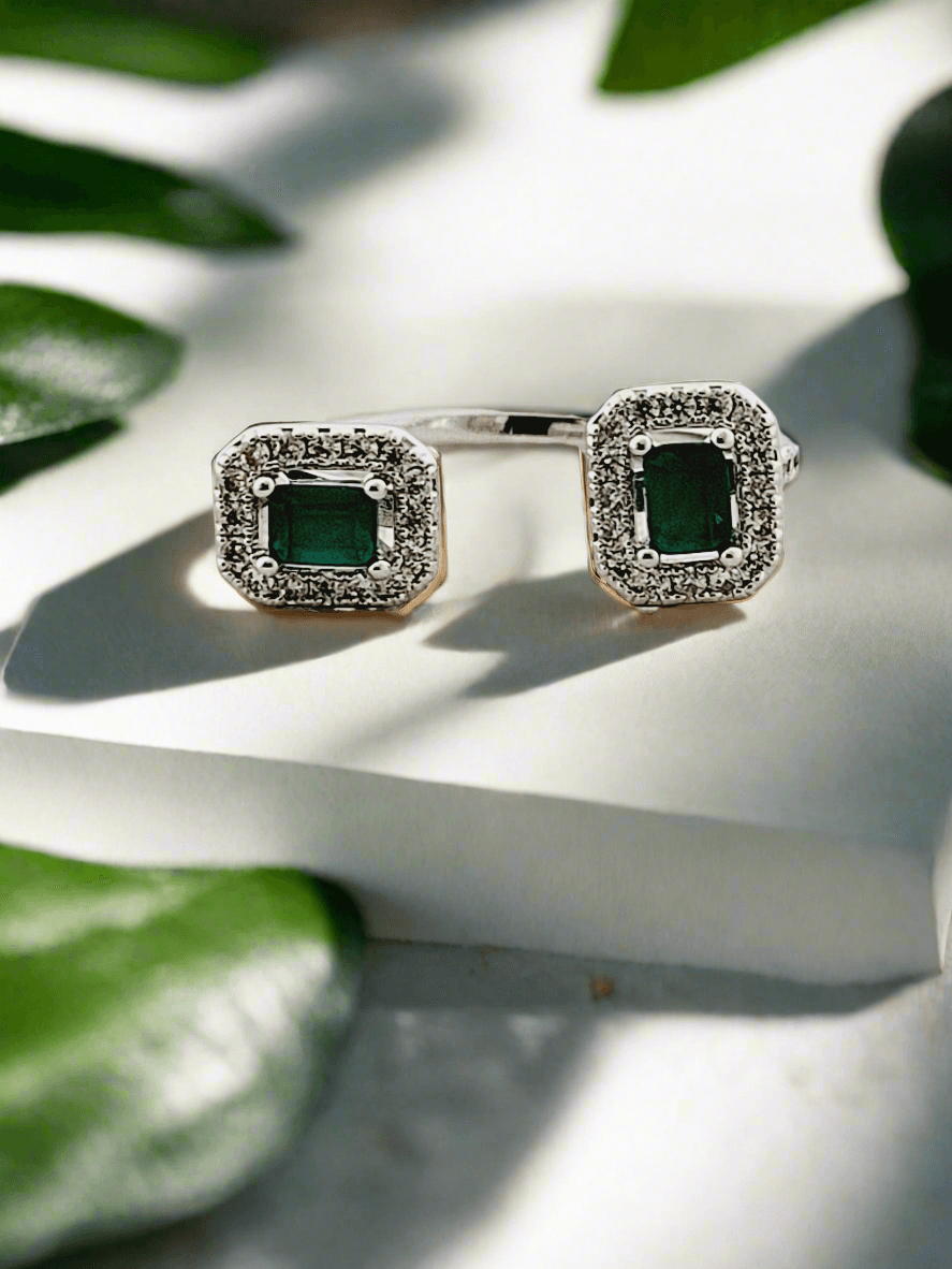 Crystal Two-Stone Open Ring - Mirae 