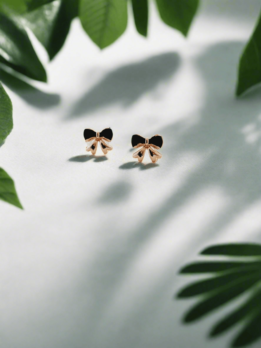 Delicate Enamelled Mini Bow studs - Mirae 