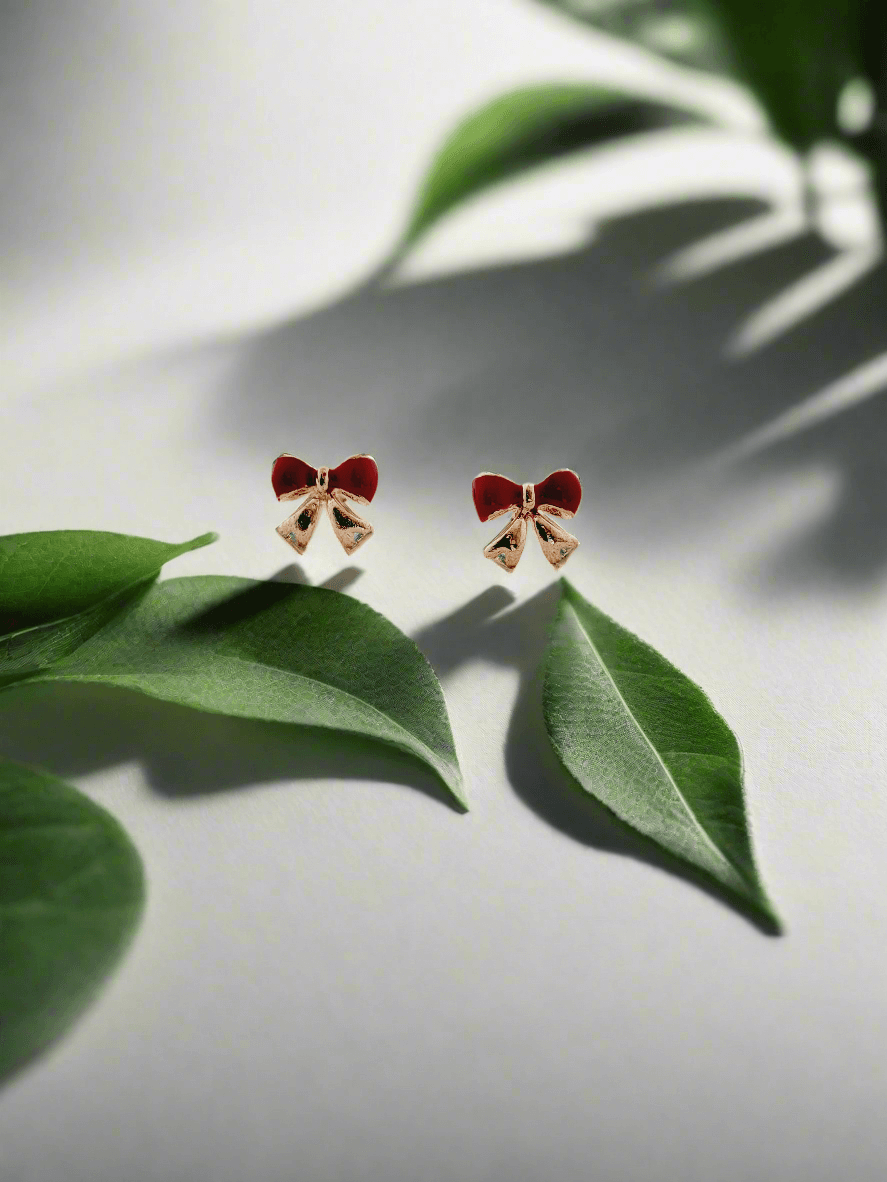 Delicate Enamelled Mini Bow studs - Mirae 