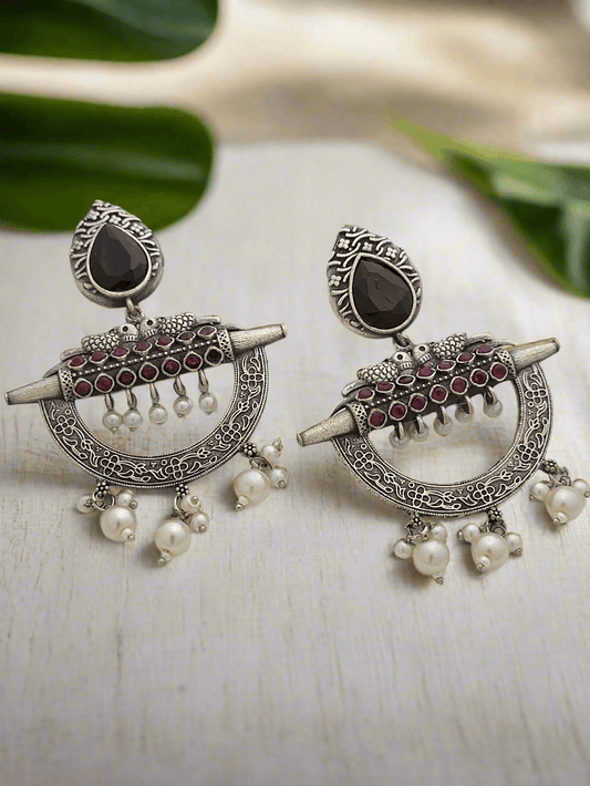 Oxidized earrings in traditional motifs - Mirae 
