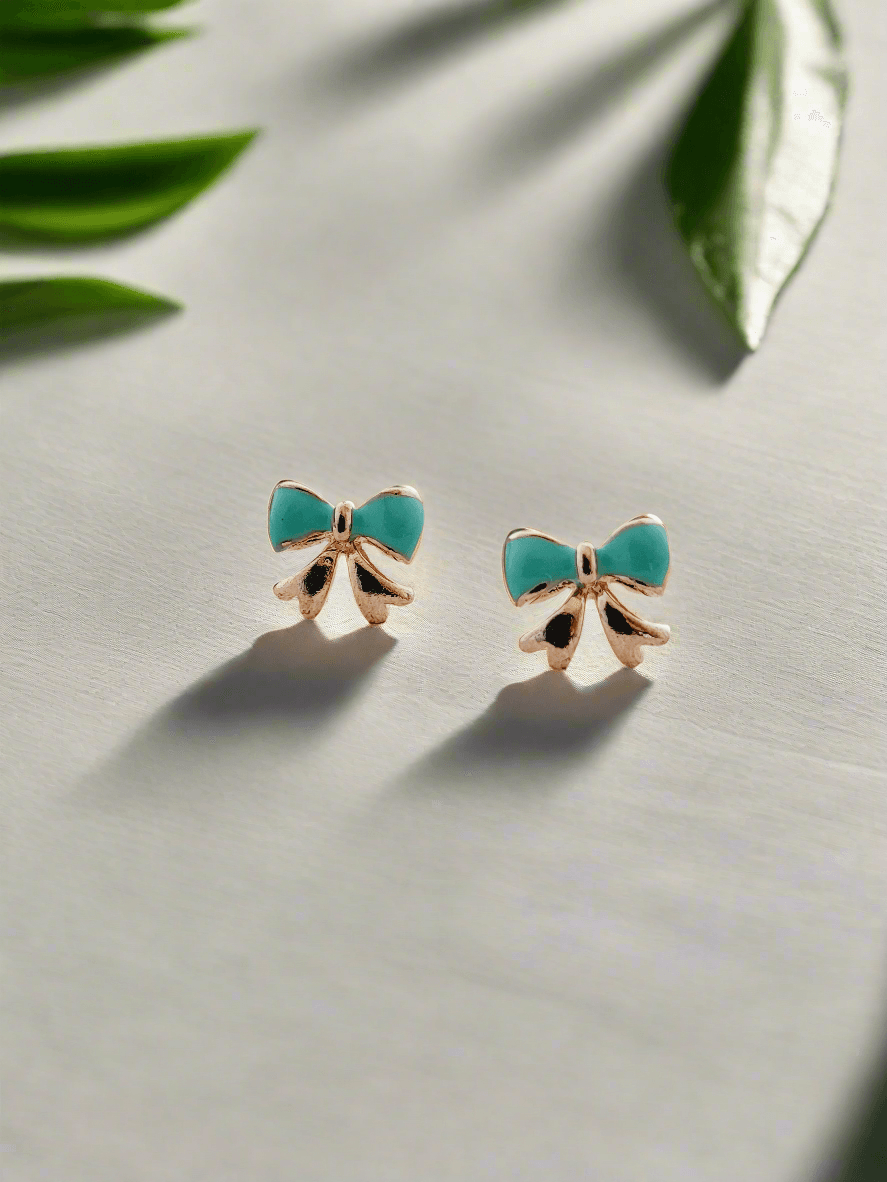 Delicate Enamelled Mini Bow studs - Mirae 