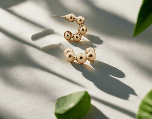 Gold-Tone Ball Hoop Earrings - Mirae 