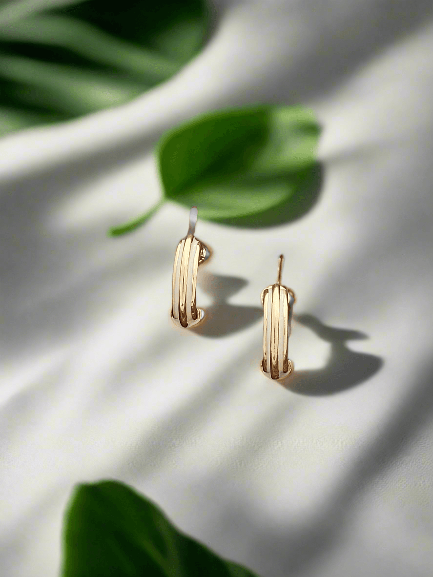 White enamelled half hoops - Mirae 