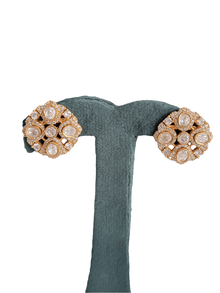 REGAL VICTORIAN STYLE STUDS WITH KUNDAN & DIAMONDS - Mirae 