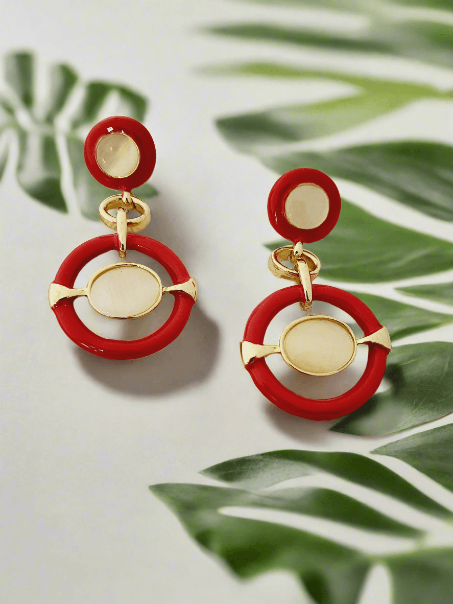 Gold Geometric Drop Earrings - Mirae 