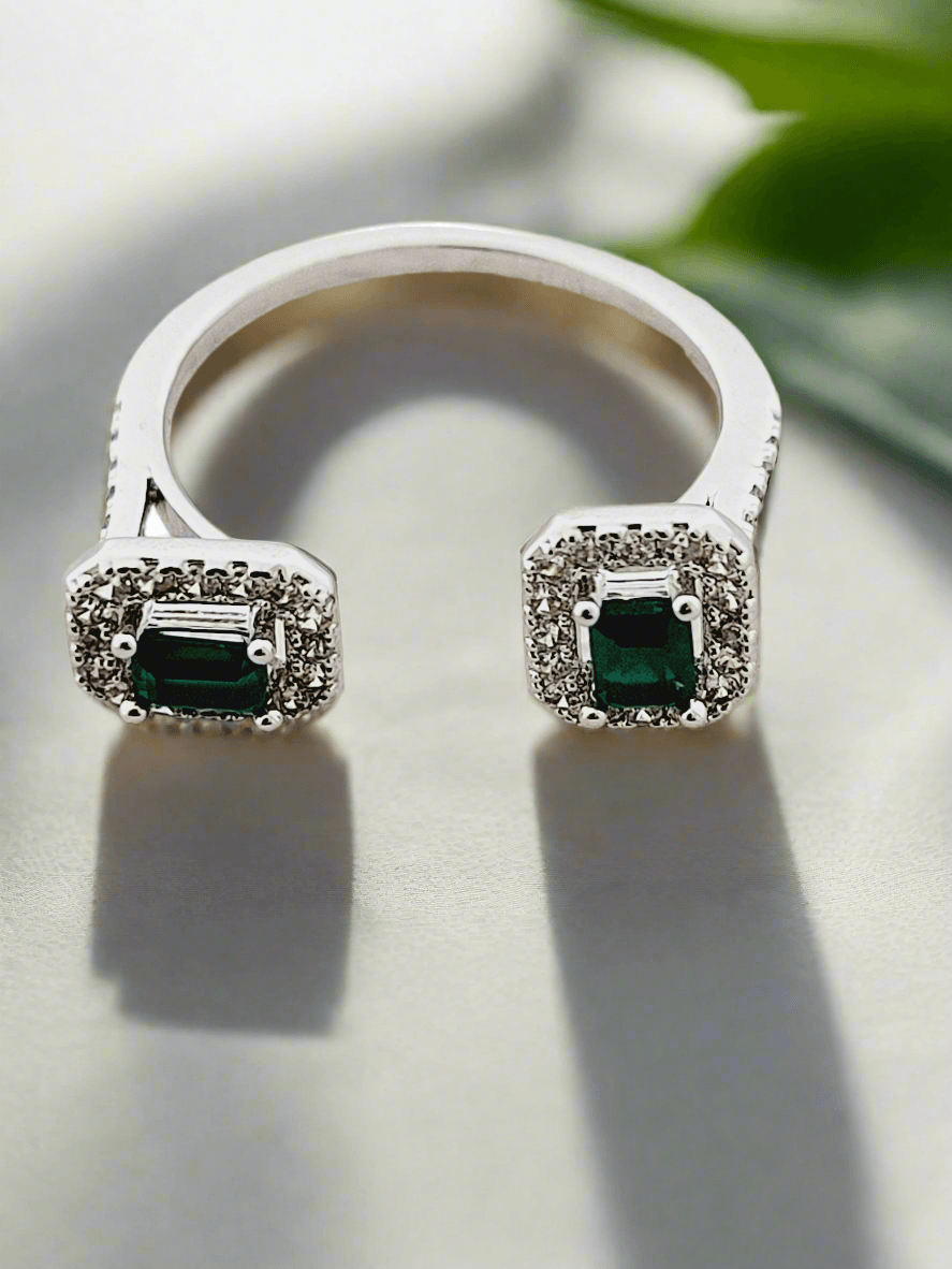 Crystal Two-Stone Open Ring - Mirae 
